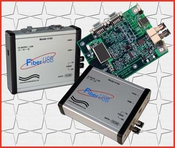 Fiber-to-USB High Speed, Ruggedized Interface Converters, Model 4165, Model 4165-DIN, Model 4166,