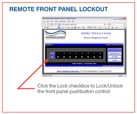 Model 7810 Screen Shot of Remote Front Panel Lockout