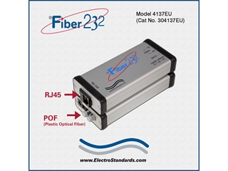 304137EU - Model 4137EU POF Plastic Optical Fiber to RS232 Converter with European 2-Pin Power Supply