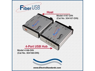 Quad USB 2.0 Extender, 4-Port Hub Model 4168-DIN, Catalog 304168-DIN