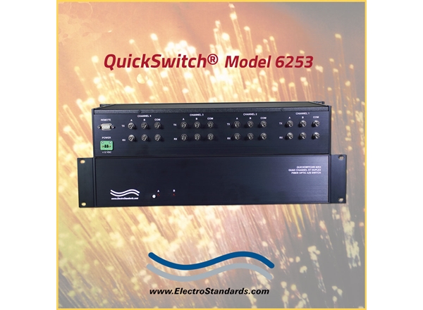 4-Channel A/B Fiber Optic Switch, with Voltage/Contact Closure Remote, 850 nm