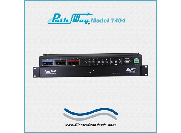 Catalog # 307404 - Model 7404 6-Channel A/B PoE Interface; 3-Channels Audio (4-Pin 3.5mm) & 3-Channels RJ45 Cat5e with RS232 Remote