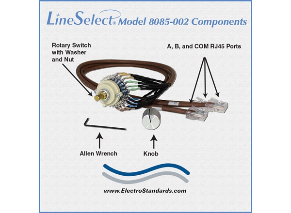 8085-002 RJ45 Cat5e, A/B Switch, 2 Foot Legs, No Enclosure