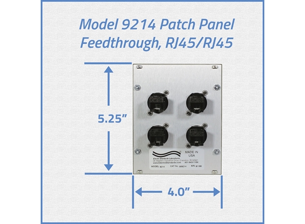 Model 9214 Module Rack Feedthrough Patch Panel, 4 RJ45 Cat5e Ports