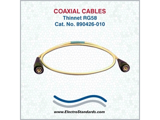 Thinnet RG58 Coaxial Cable, 50 Ohm, 10 ft, Male/Male, 890426-010