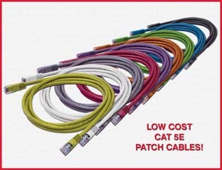 990335-003 RJ45 CAT 5e Cables, with Snagless Boots, Economy, White 3 Feet