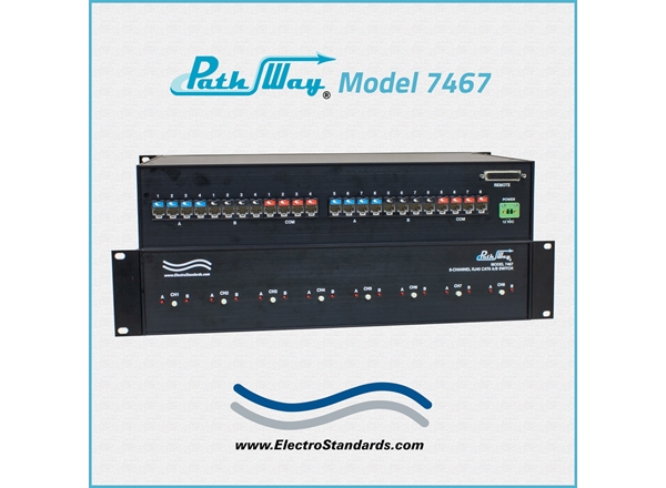 8-Channel RJ45 Cat6 A/B Switch, Contact Closure