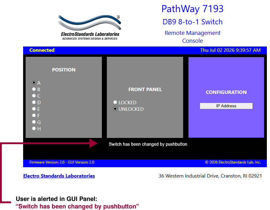 PathWay Model 7193 Change Switch postiion via the GUI
