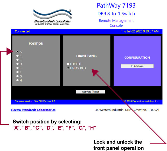 PathWay Model 7193 Change Switch postion via the GUI