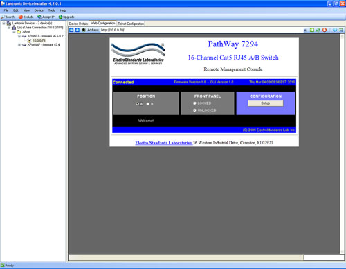PathWay Model 7294 GUI in the Device Installer