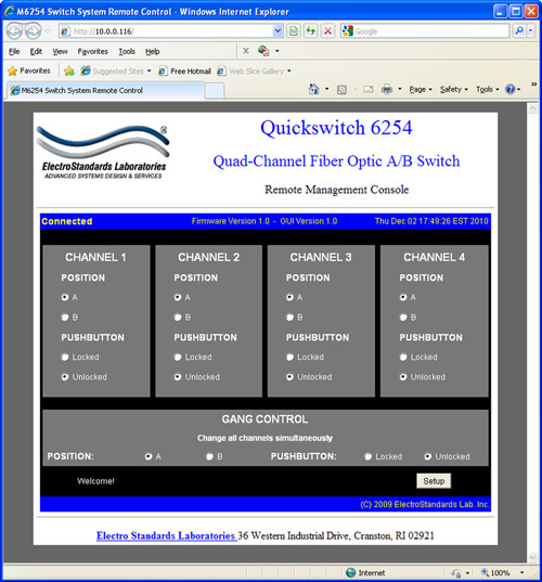 QuickSwitch® 6254 Main GUI QuickSwitch® 6254 Main GUI