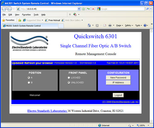 QuickSwitch® 6301 LC Duplex A/B Switch with Telnet and GUI