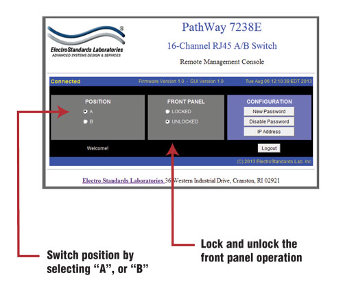Model 7238E Graphical User Interface Change Position