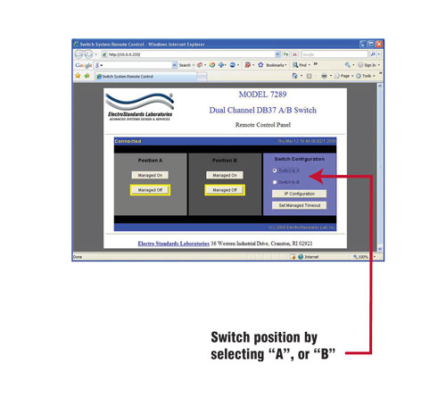 Model 7289 Change Switch position via the Graphical User Interface PathWay® Model 7289 Change position via the GUI