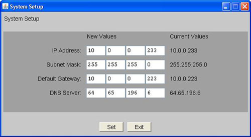 IP configuration window PathWay® Model 7289