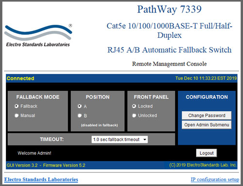 Model 7339 Main Panel GUI
