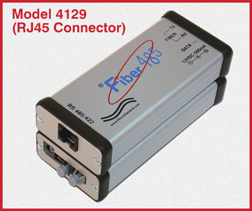 Model 4129 HP Fiber to RS485 Converter with RJ45 connector