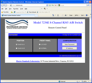 Model 7236E GUI shown in a standard web browser.