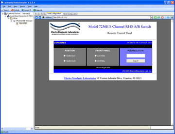 Model 7236E GUI shown in the DeviceInstaller.