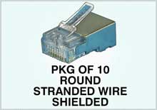 Amp Modular Plugs, 8 Position Shielded, Round, Stranded