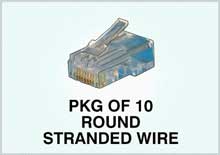 Amp Modular Plugs, 8 Position, Round, Stranded Wire