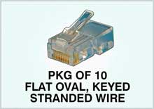 Amp Modular Plugs, 8 Position Keyed, Flat Oval, Stranded Wire