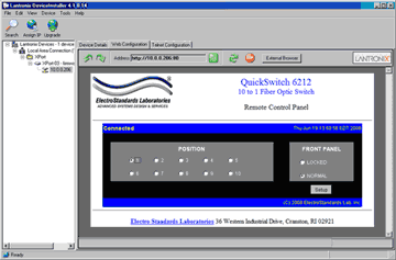 GUI Screen for Model 6212 in DeviceInstaller Application