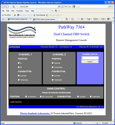 Model 7364 Dual Channel Switch, DB9 A/B and DB9 Crossover Switch Software