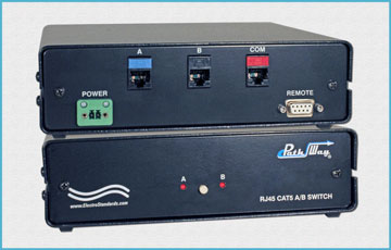 Model 4527 is a Cat5 RJ45 Code Operated A/B Switch with Remote Control.