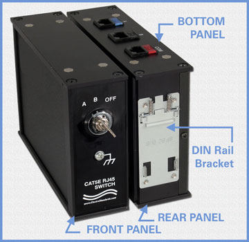 Model 9074 RJ45 A/B/OFFLINE Network Switch, DIN Rail Mounting, Cat5e Compliant
