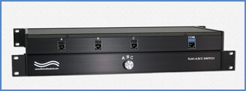 Model 9081 Cat5e Compliant RJ45 A/B/C Switch in a rackmount chassis.