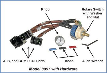 Model 8057 RJ45 Cat5e A/B Rotary Switch Components
