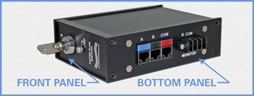 Side View of Model 9084 RJ45 A/B Switch w/Position Feedback, Manual, DIN Rail Mounted, Cat5e Compliant