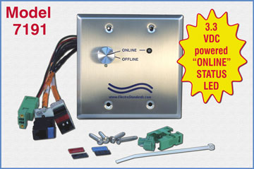 Model 7191 Single channel RJ45, Cat5e Online/Offline Rotary switch, faceplate mounted, 3VDC powered