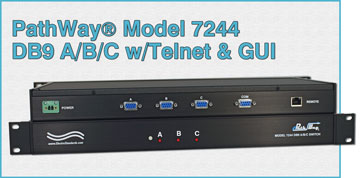 Model 7244 Single Channel DB9 A/B/C Switch with 10/100Base-T LAN Remote, Telnet & GUI