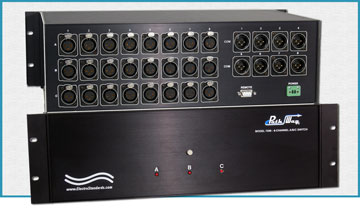 Model 7299 8-Channel XLR Audio A/B/C Switch, with Contact Control Remote Port, 3U Rackmount