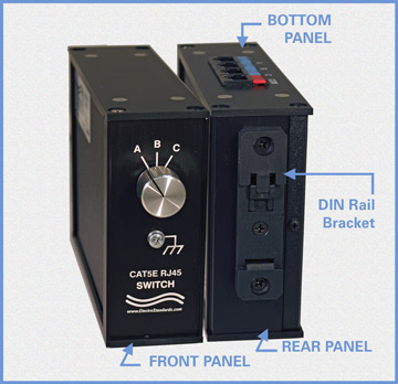 Model 9087 RJ45 A/B/C Switch, DIN Rail Mounted, Cat5e Compliant