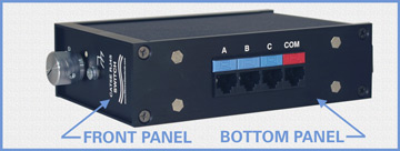 Model 9087 RJ45 3-Position Switch Bottom Panel View of Port Connectors