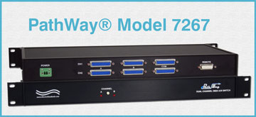 PathWay® Model 7267 Dual Channel RS232/RS530 A/B Switch w/Contact Closure Remote Control