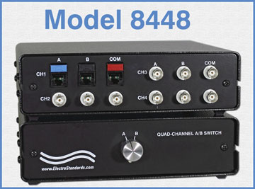 Model 8448 Quad-Channel RJ45/BNC A/B Switch, Manual Operation